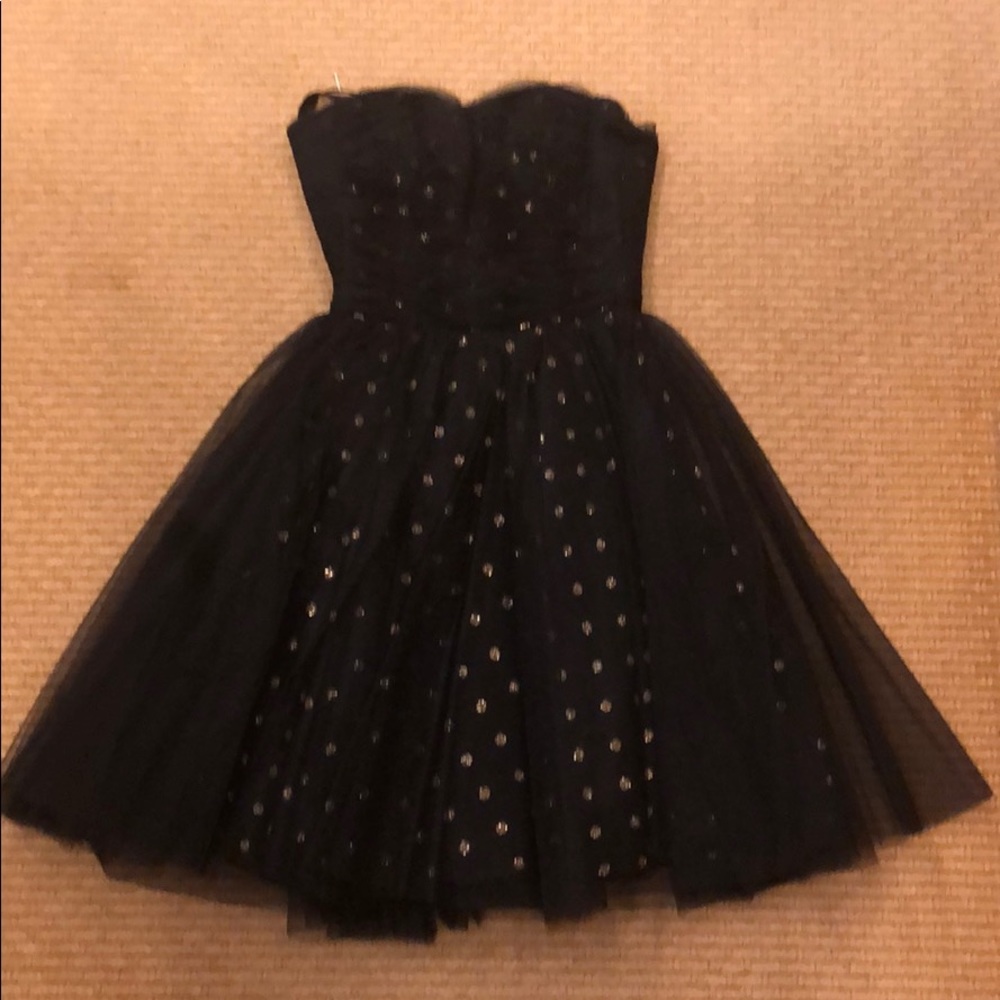 Jovani Black and Gold Strapless Dress.  Size 4